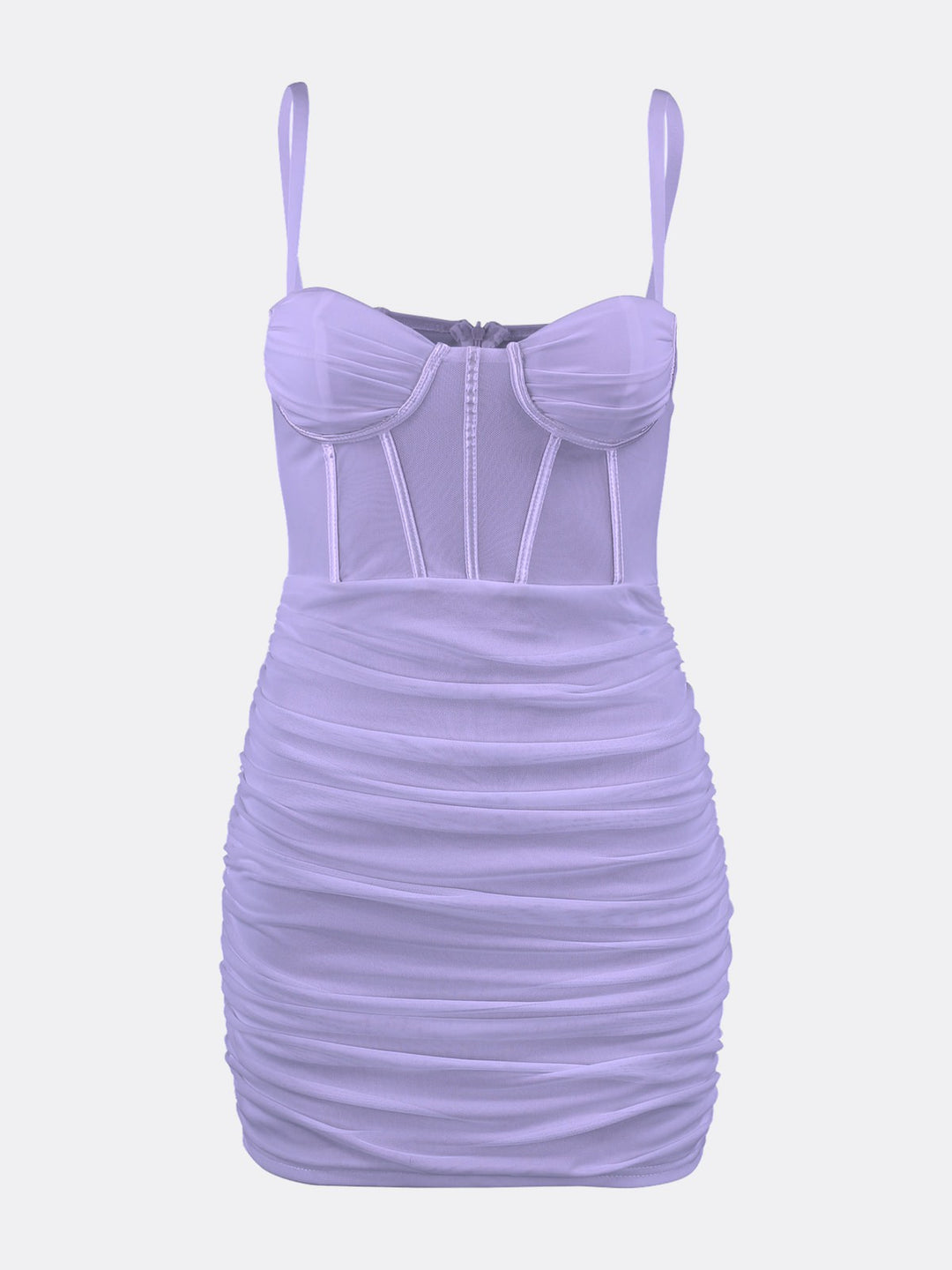 Corset-style Transparent Bodycon Bandage Mini Dress Purple Ghost | Jolovies