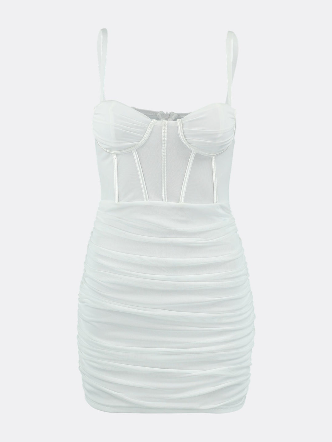 Corset-style Transparent Bodycon Bandage Mini Dress White Ghost | Jolovies