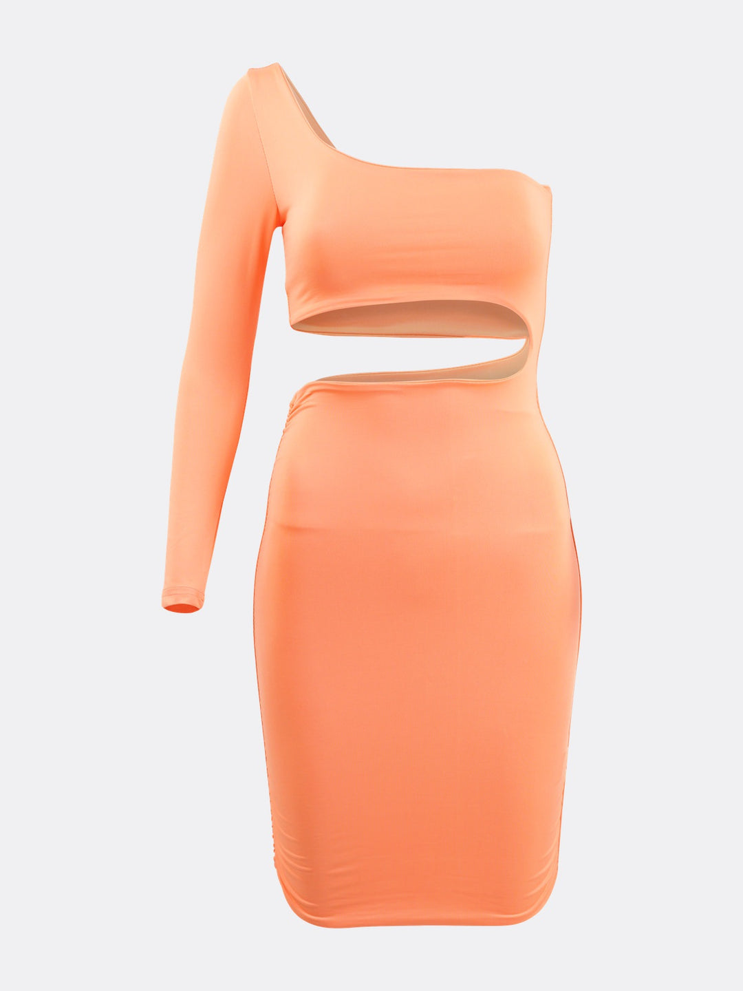 One Shoulder Asymmetric Mini Dress with Cut-Out Detail Orange Ghost
