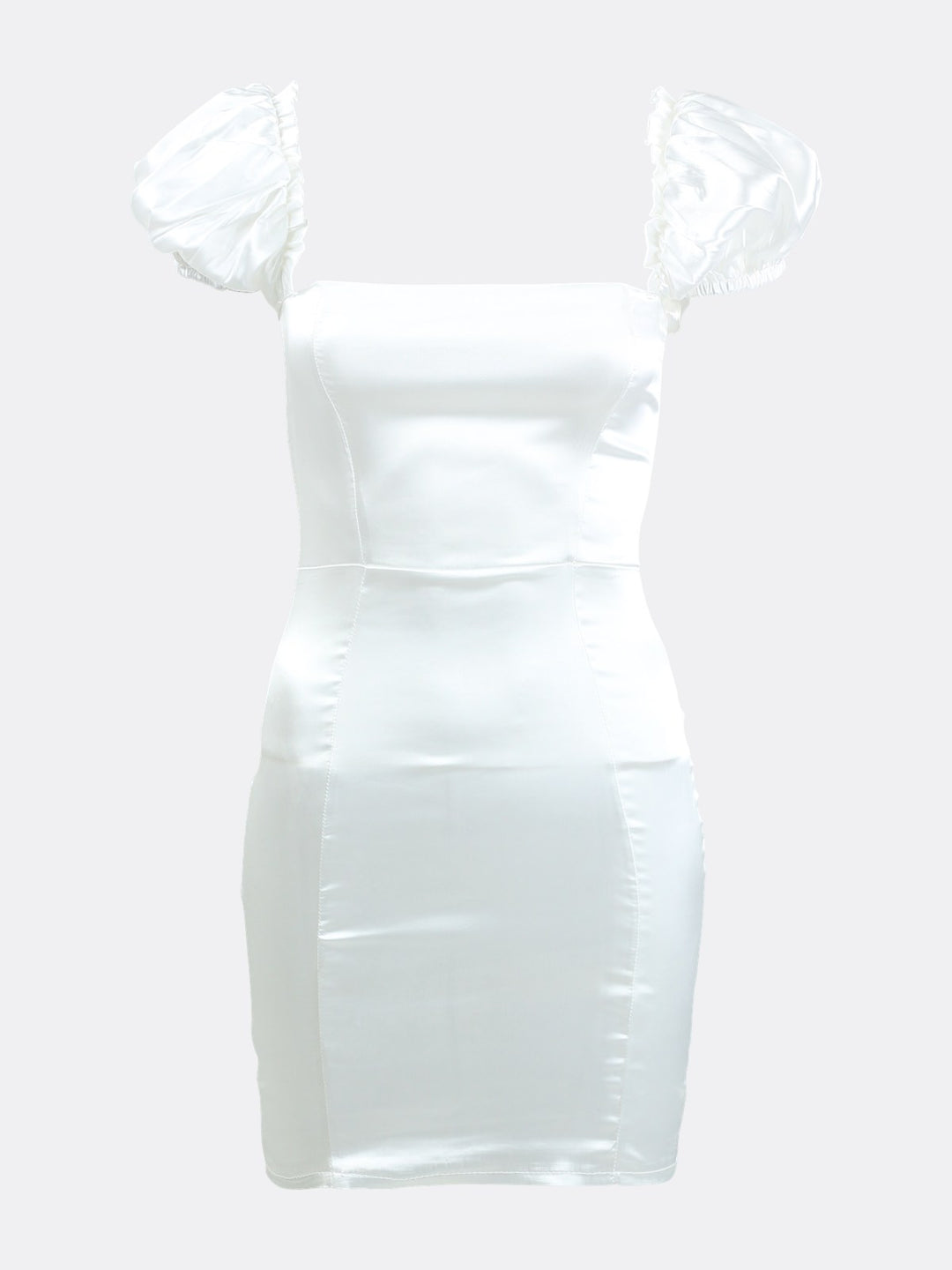 Satin Mini Dress with Short Sleeve White Ghost