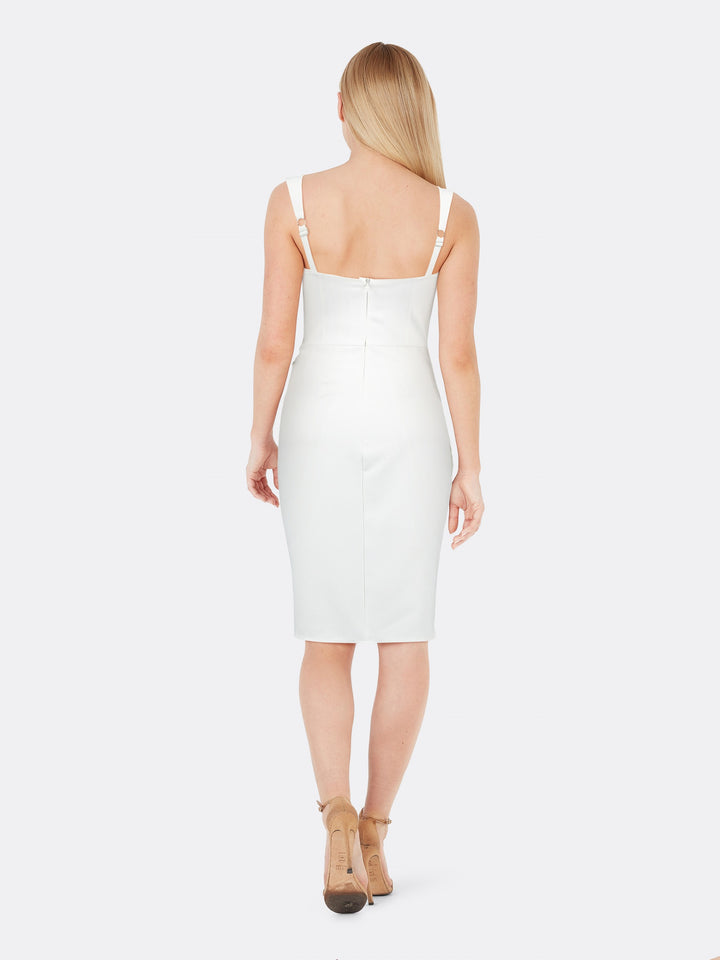 Sleeveless Asymmetrical Bodycon Dress with Sweetheart Neckline White Back