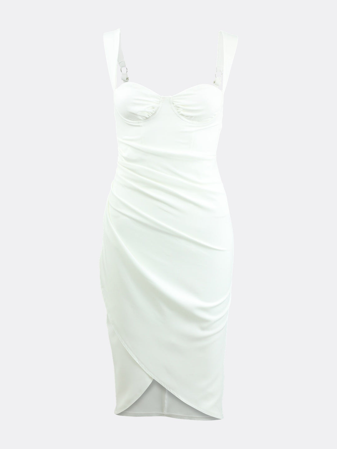 Sleeveless Asymmetrical Bodycon Dress with Sweetheart Neckline White Ghost