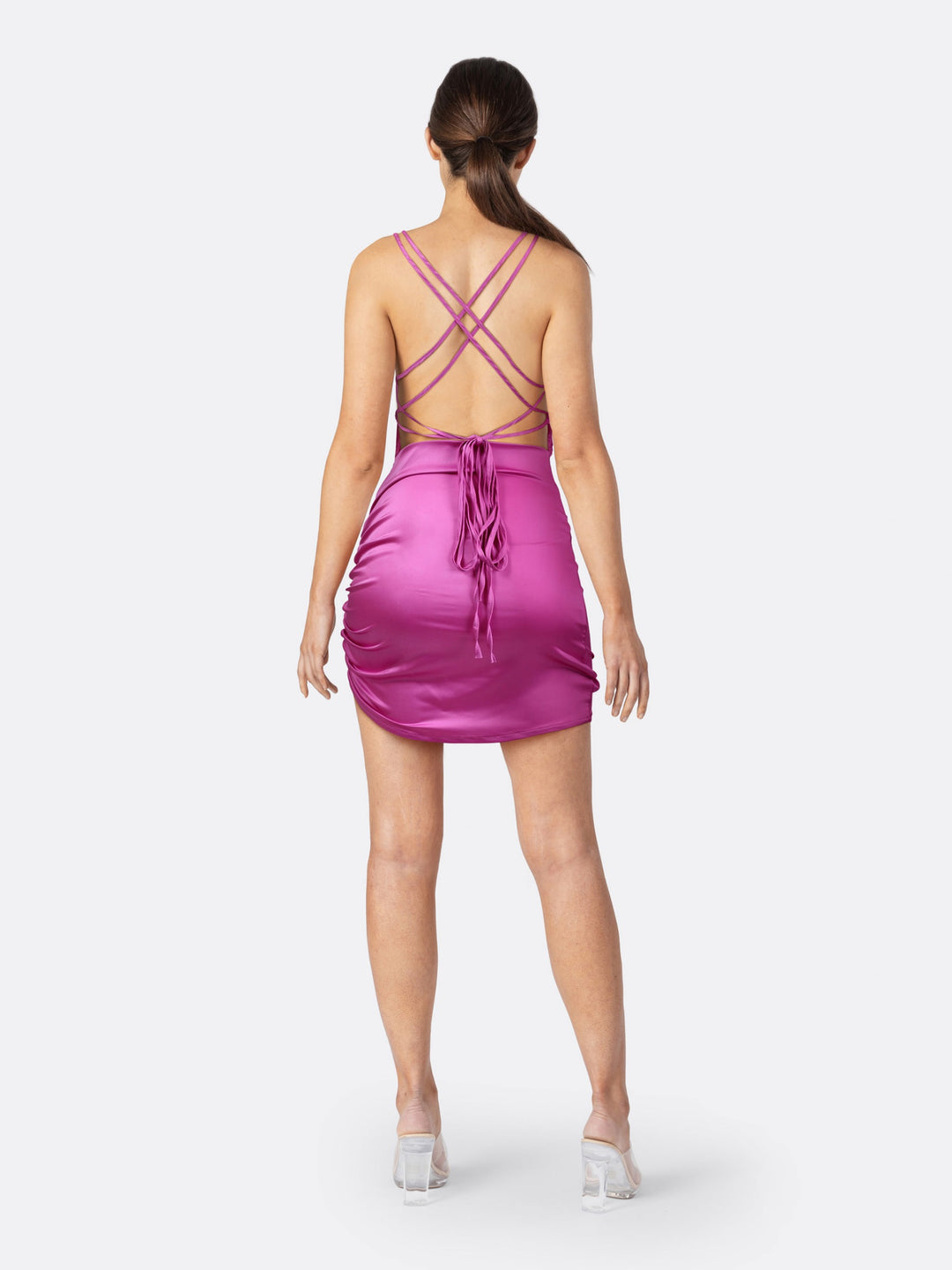 Strappy Mini Dress with Criss-Cross Back Rose Red Back | Jolovies