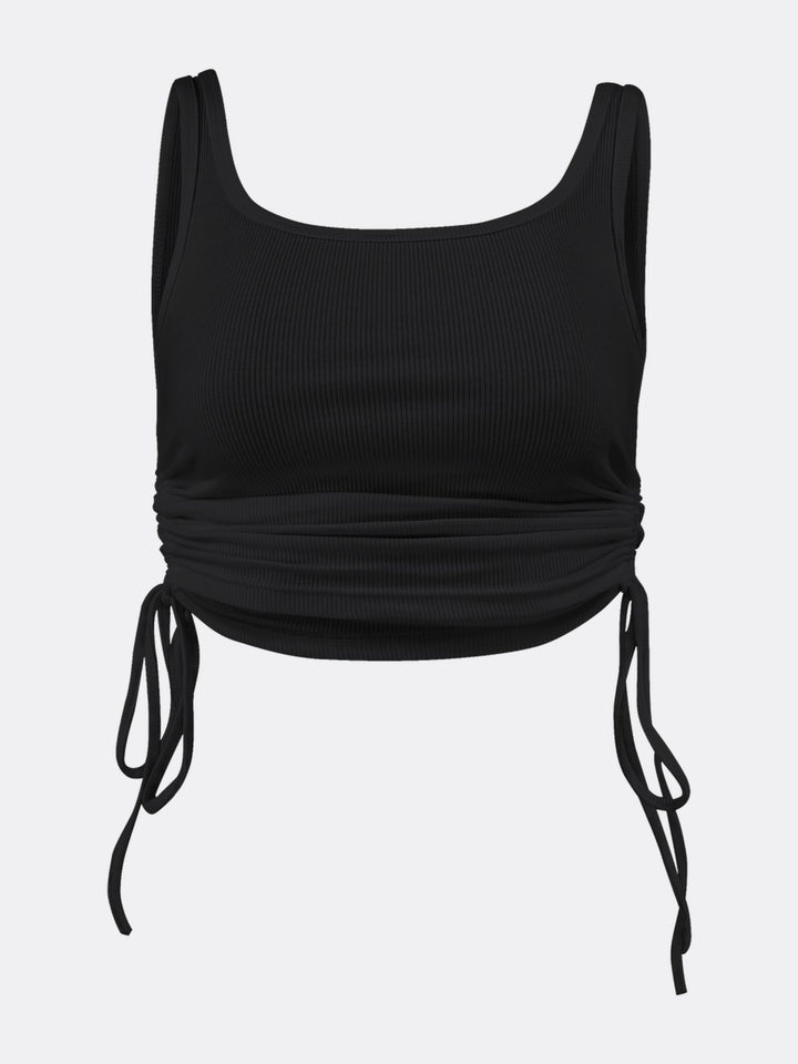 Strappy Top with Gathered Sides Black Ghost | Jolovies