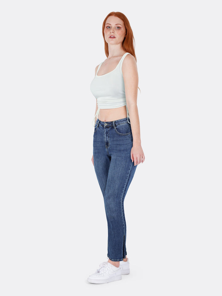 Strappy Top with Gathered Sides White Side | Jolovies