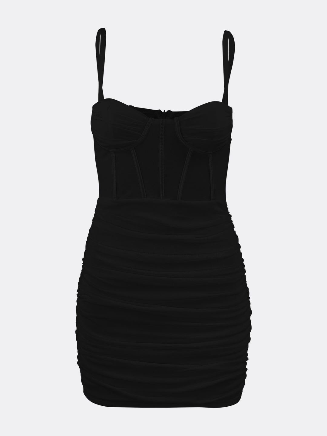 Corset-style Transparent Bodycon Bandage Mini Dress Black Ghost | Jolovies