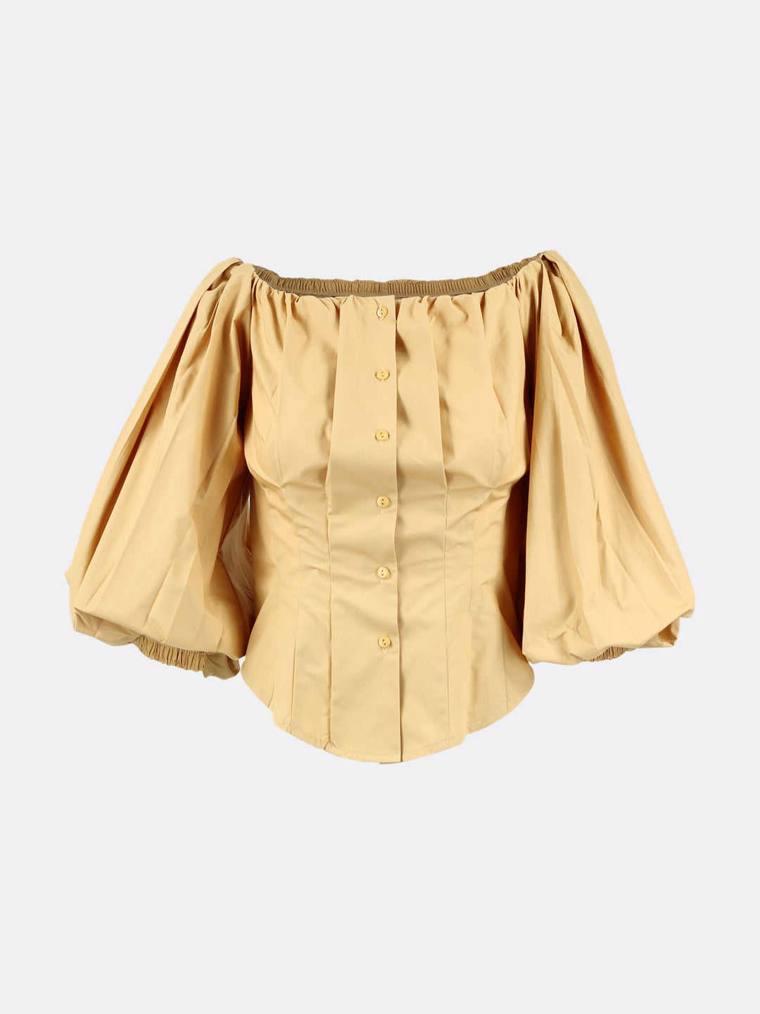 Vintage Shirt with Puff Sleeves and Corset-style Detail Khaki Ghost